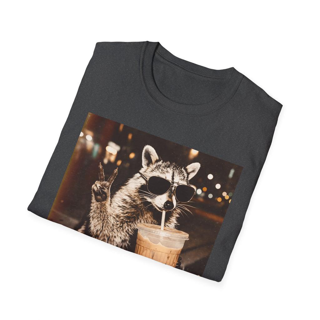Raccoon Drinking Iced Coffee T-Shirt
