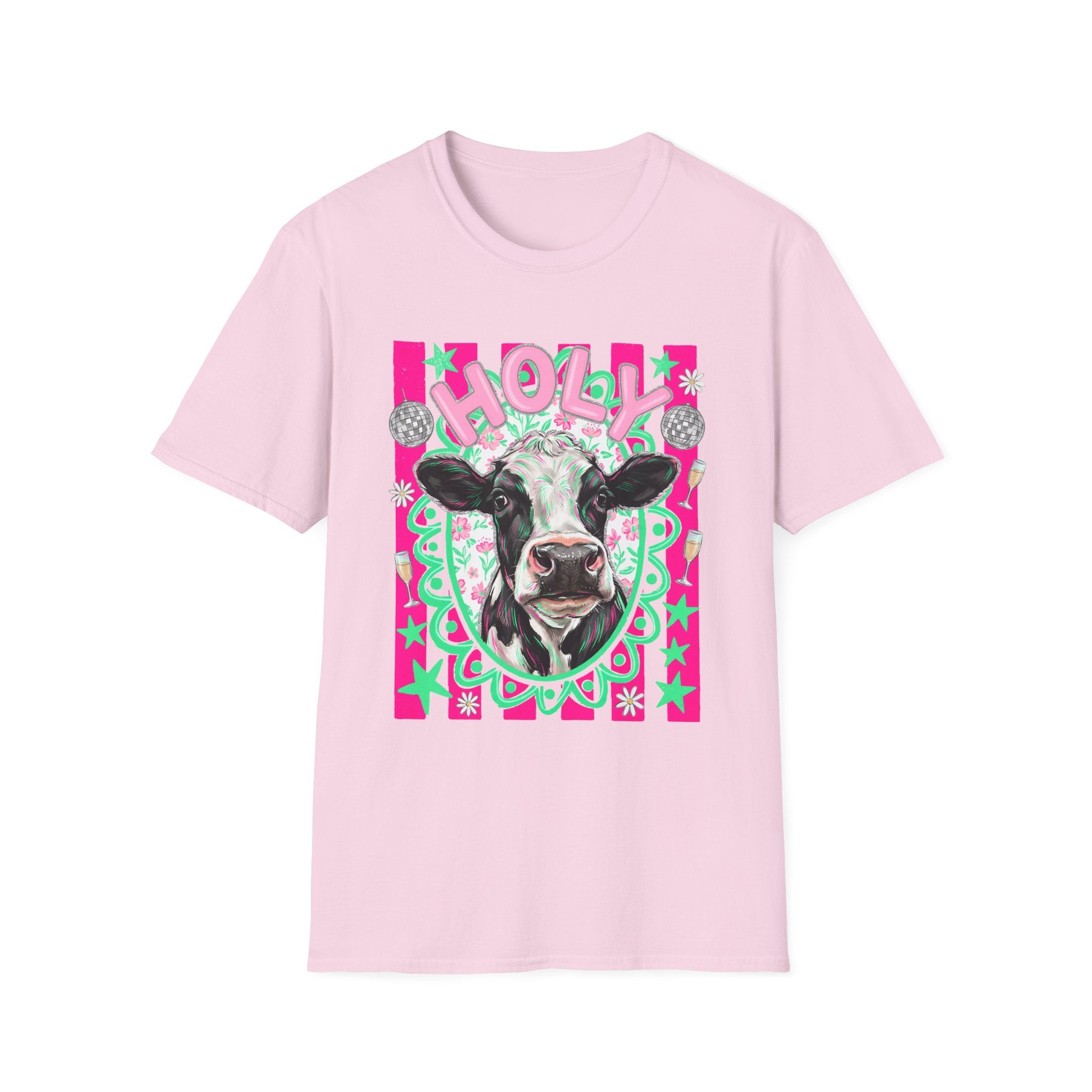 Holly Cow Graphic T-Shirt — Festive Cow Art Tee
