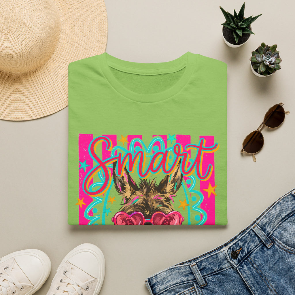 Smart Donkey T-Shirt — Colorful Heart-Sunglasses Graphic Tee for Animal Lovers