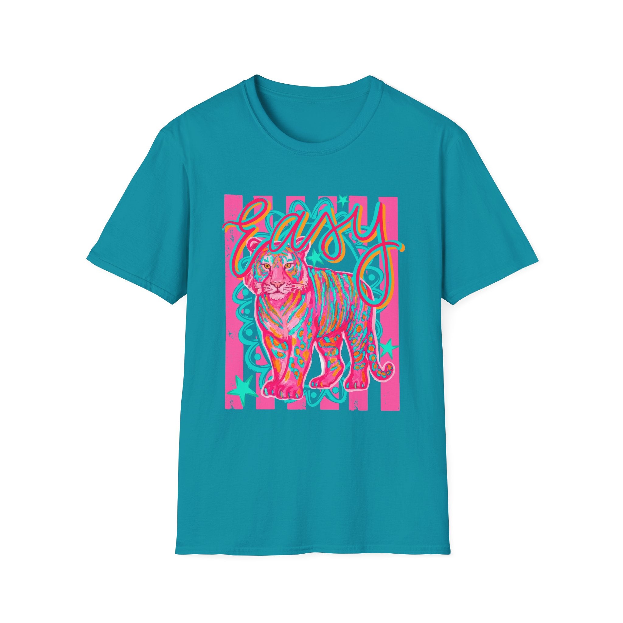 Easy Tiger T-Shirt — Colorful Retro Neon Tiger Graphic