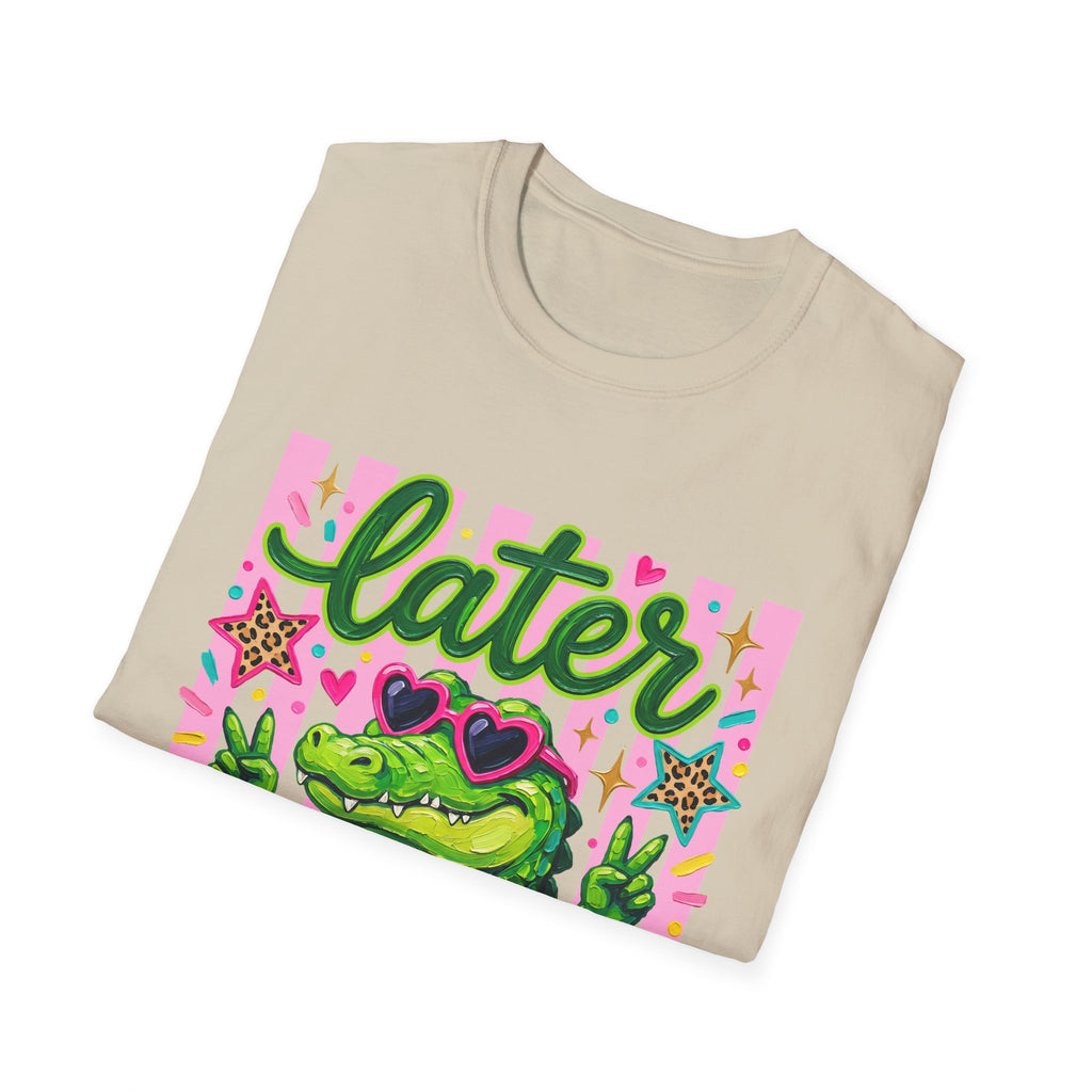 Later Alligator T-Shirt — Cute Retro Croc Graphic Tee with Heart Sunglasses