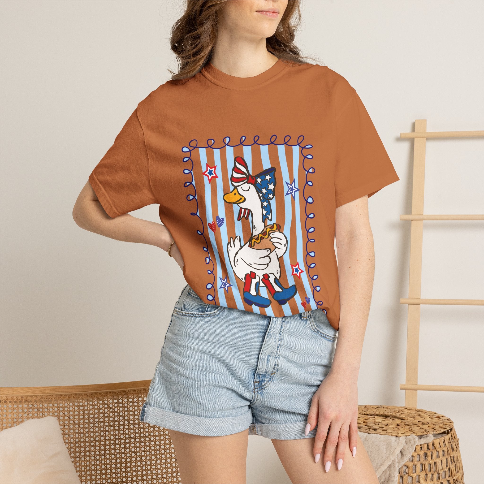 Patriotic Goose Graphic T-Shirt — "Proud Mama" Americana Tee