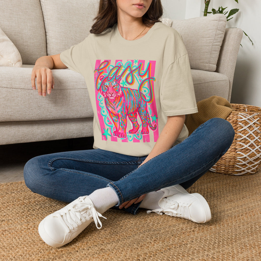 Easy Tiger T-Shirt — Colorful Retro Neon Tiger Graphic