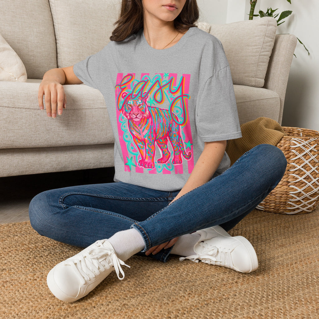 Easy Tiger T-Shirt — Colorful Retro Neon Tiger Graphic