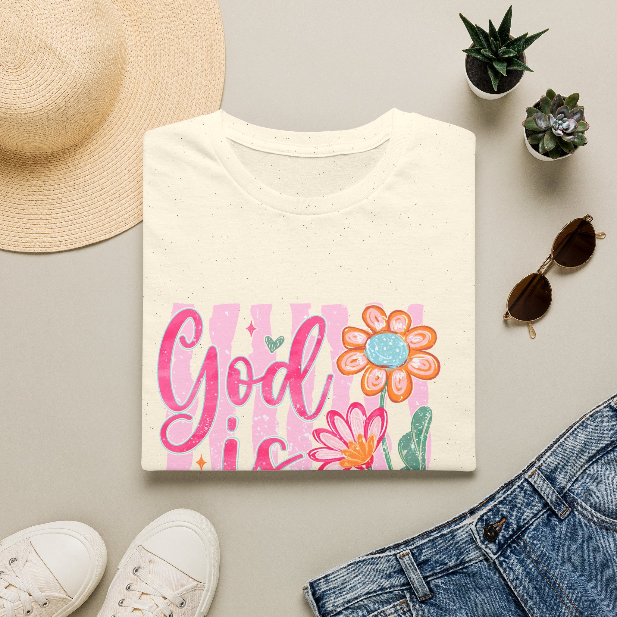 God Is Good Floral T‑Shirt — Inspirational Christian Tee