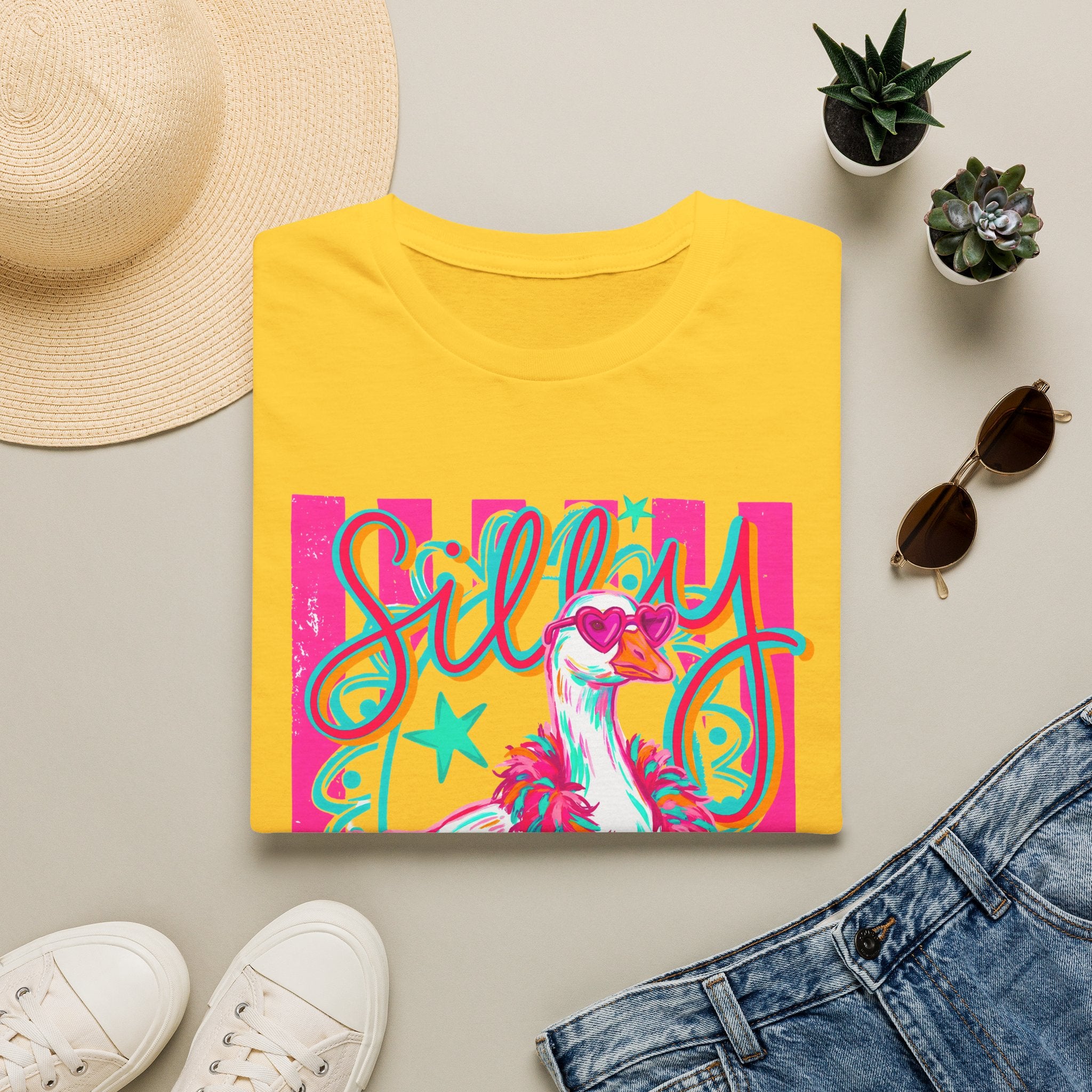 Silly Goose T-Shirt – Playful Retro Pink Graphic Tee