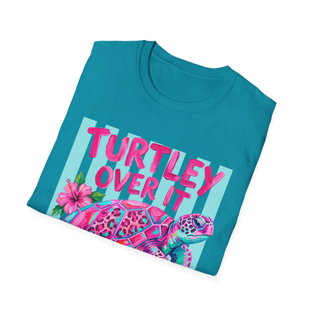 Turtley Over It T-Shirt — Tropical Pink Sea Turtle Graphic Tee