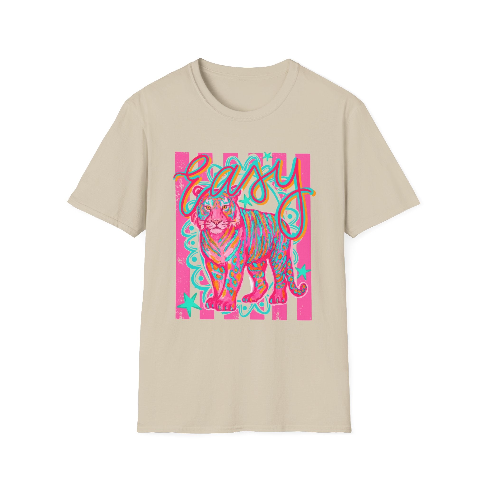 Easy Tiger T-Shirt — Colorful Retro Neon Tiger Graphic