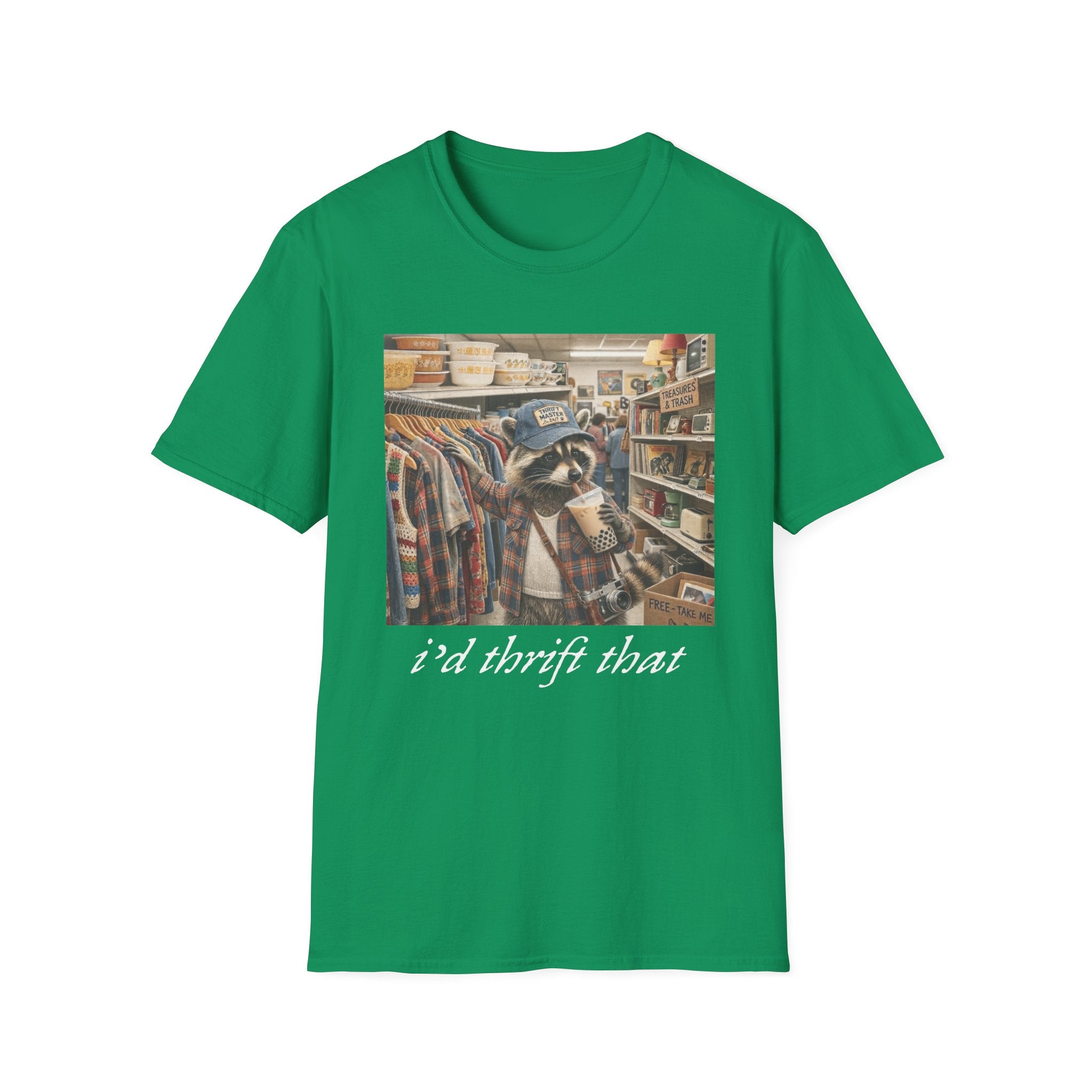 Thrifted Raccoon T-Shirt — "I'd Thrift That" Vintage Store Graphic Tee