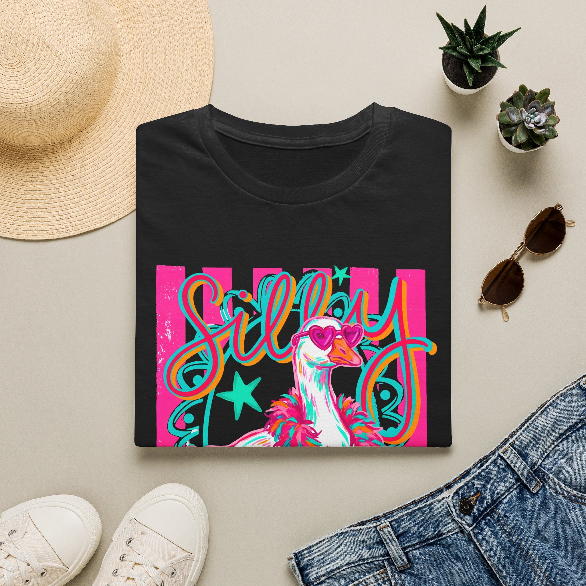 Silly Goose T-Shirt – Playful Retro Pink Graphic Tee