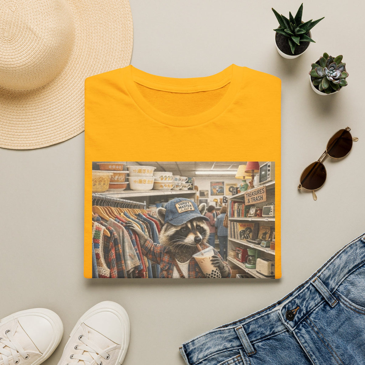 Thrifted Raccoon T-Shirt — "I'd Thrift That" Vintage Store Graphic Tee