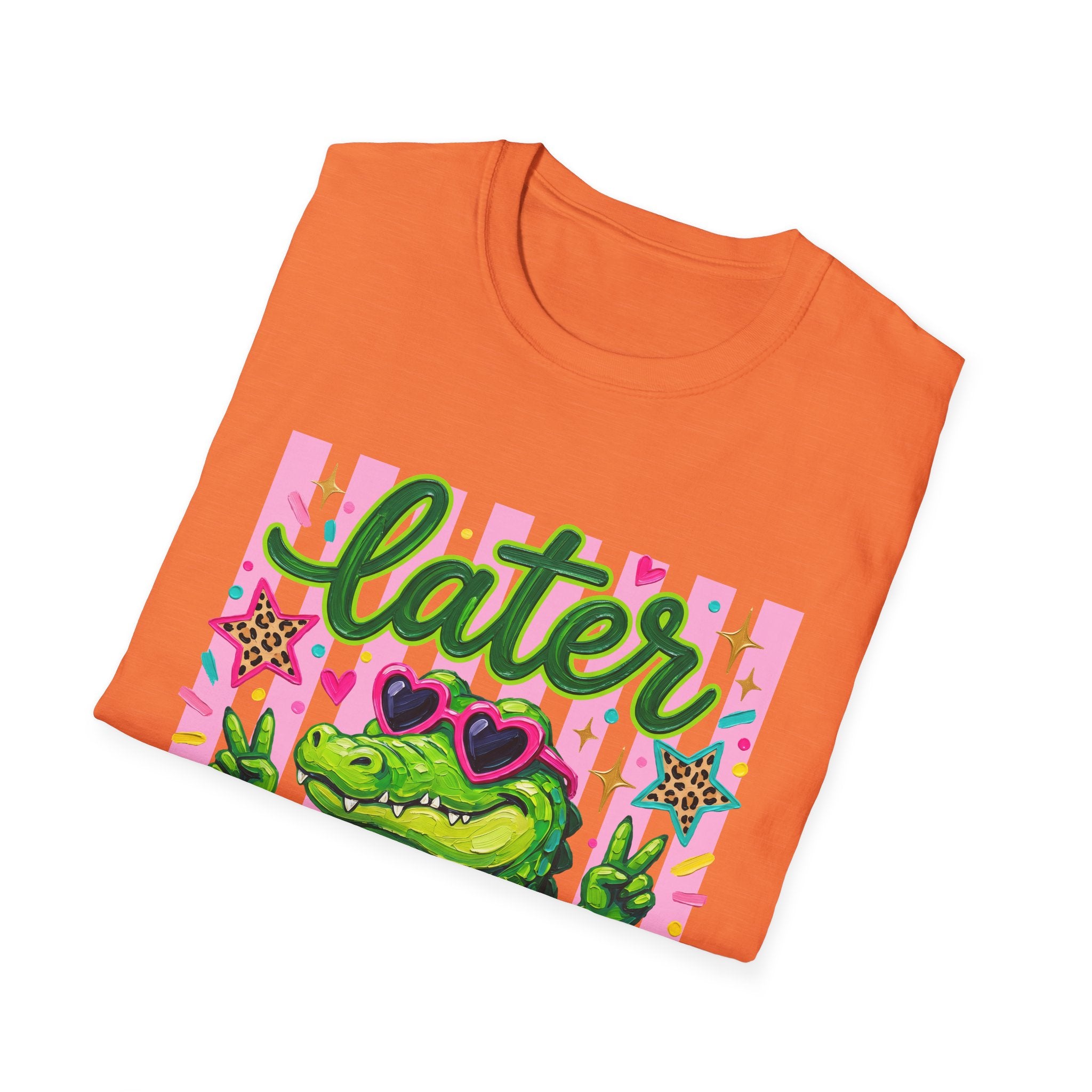 Later Alligator T-Shirt — Cute Retro Croc Graphic Tee with Heart Sunglasses