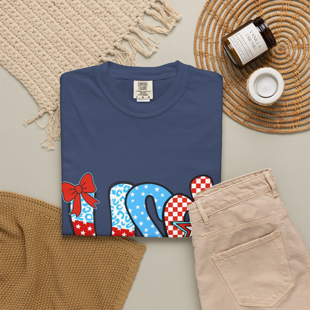 USA Patriotic T-Shirt — Red White & Blue Stars and Stripes Graphic