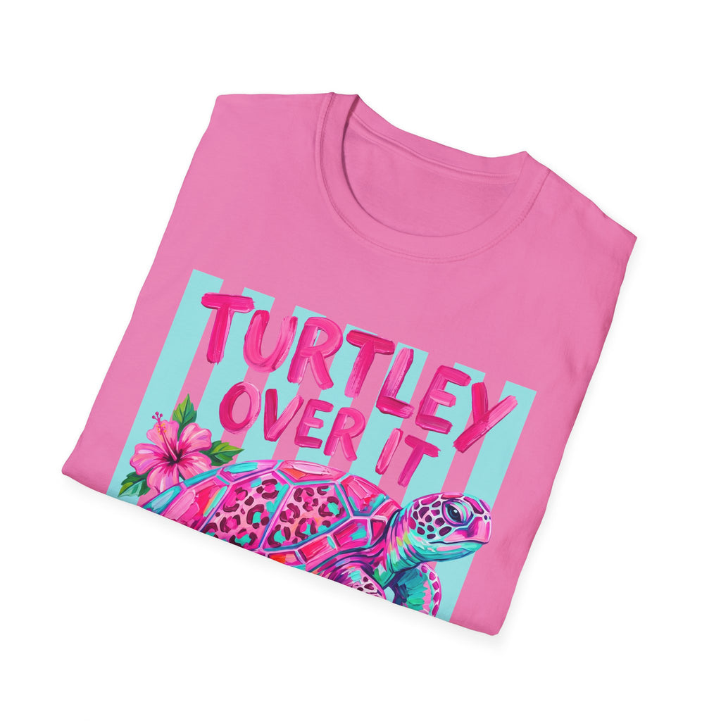 Turtley Over It T-Shirt — Tropical Pink Sea Turtle Graphic Tee