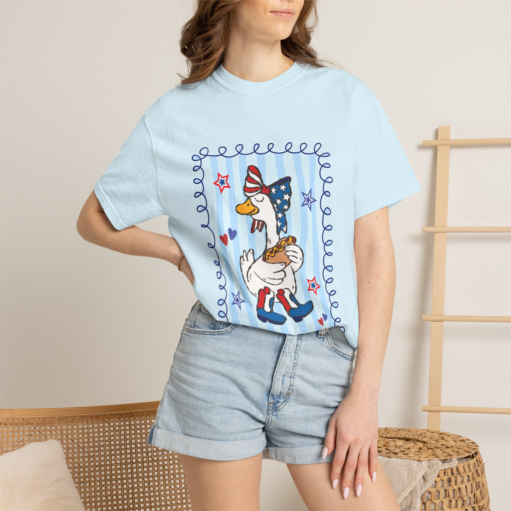 Patriotic Goose Graphic T-Shirt — "Proud Mama" Americana Tee