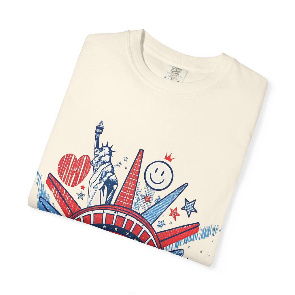 America Graphic T-Shirt — Patriotic Statue of Liberty 4th of July Tee