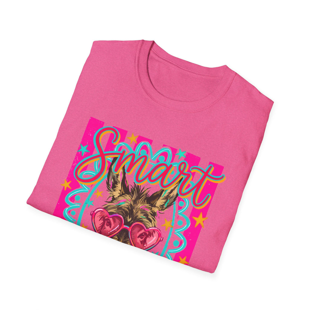 Smart Donkey T-Shirt — Colorful Heart-Sunglasses Graphic Tee for Animal Lovers