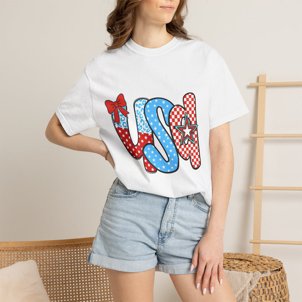 USA Patriotic T-Shirt — Red White & Blue Stars and Stripes Graphic