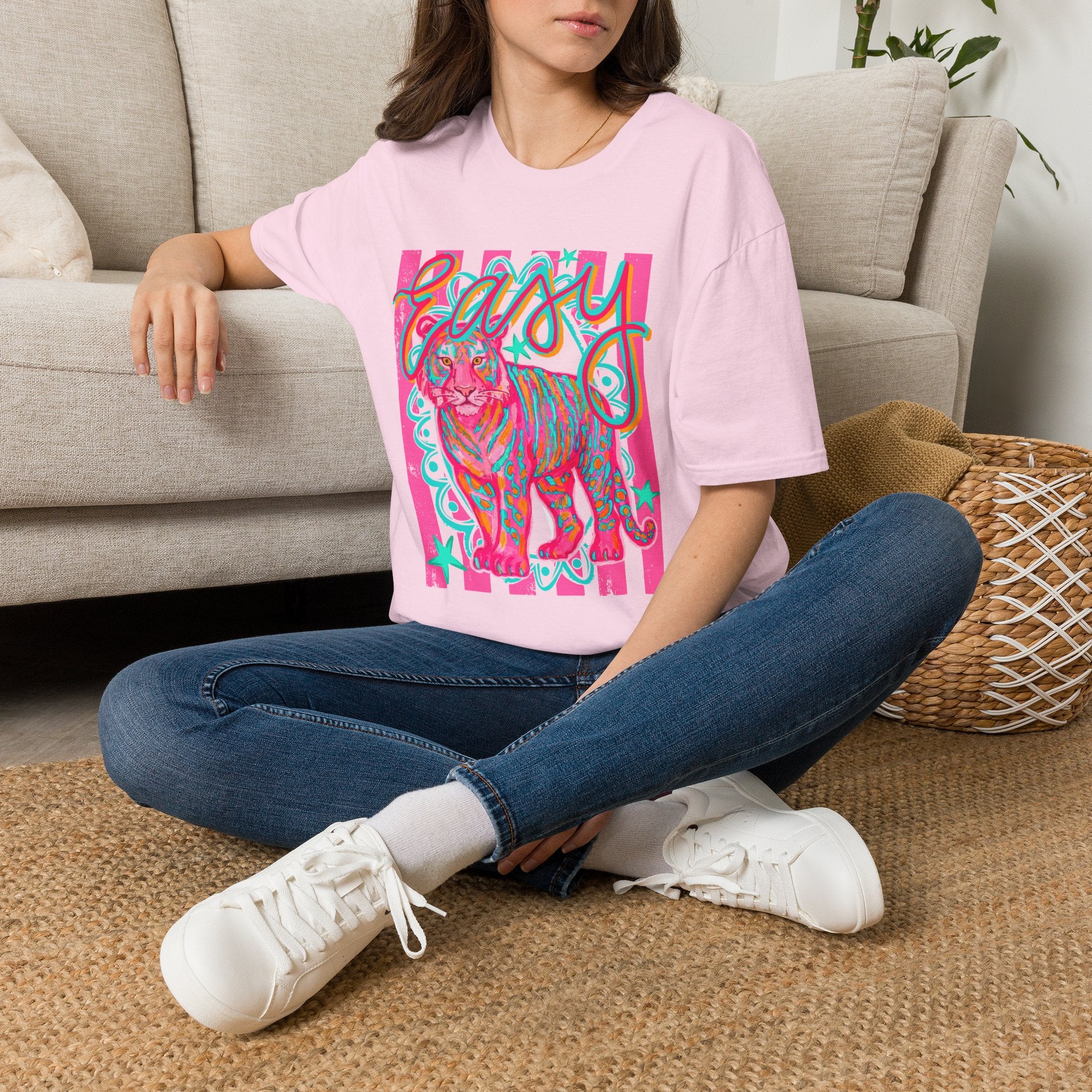 Easy Tiger T-Shirt — Colorful Retro Neon Tiger Graphic