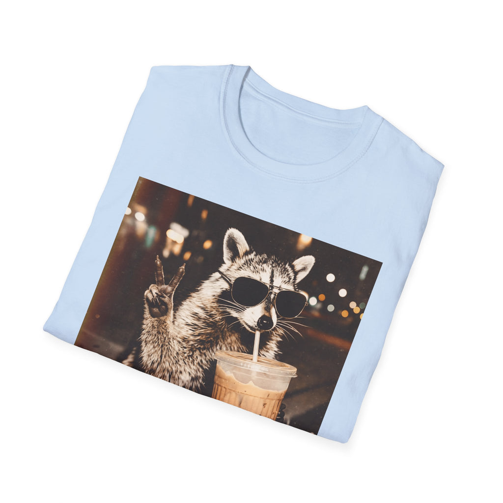 Raccoon Drinking Iced Coffee T-Shirt