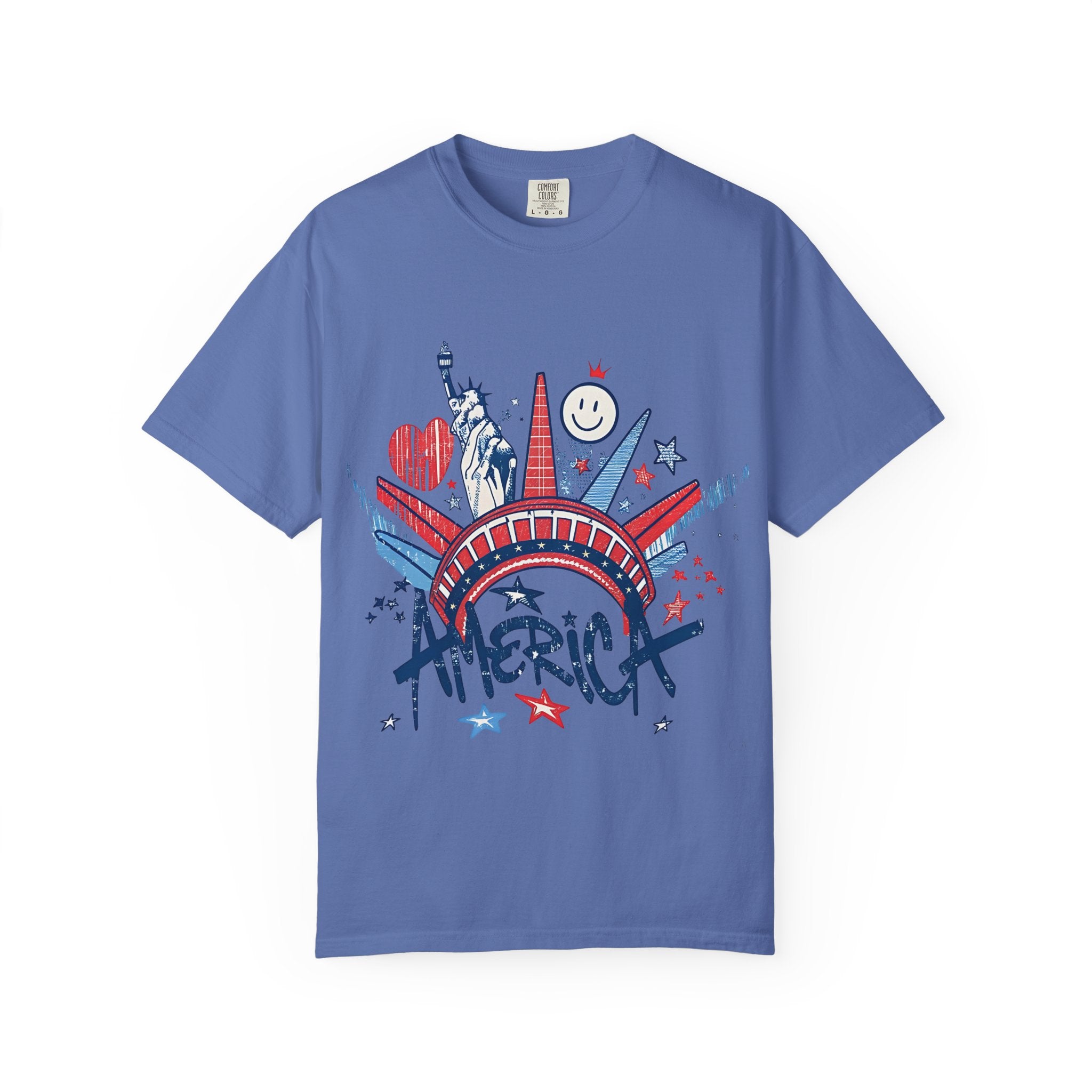 America Graphic T-Shirt — Patriotic Statue of Liberty 4th of July Tee