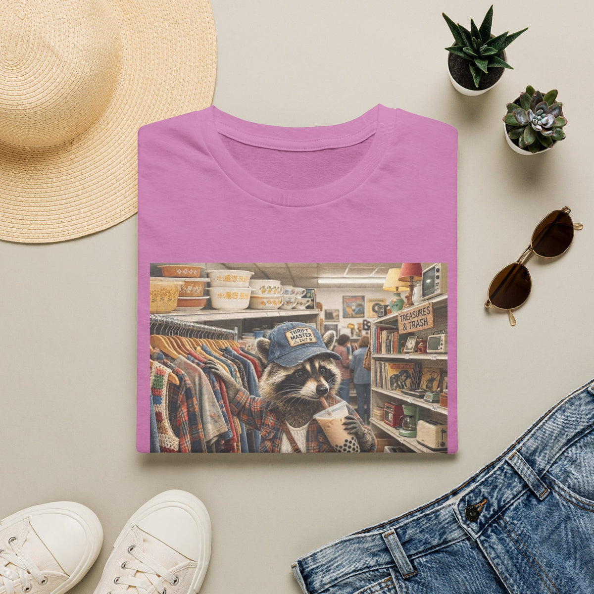 Thrifted Raccoon T-Shirt — "I'd Thrift That" Vintage Store Graphic Tee