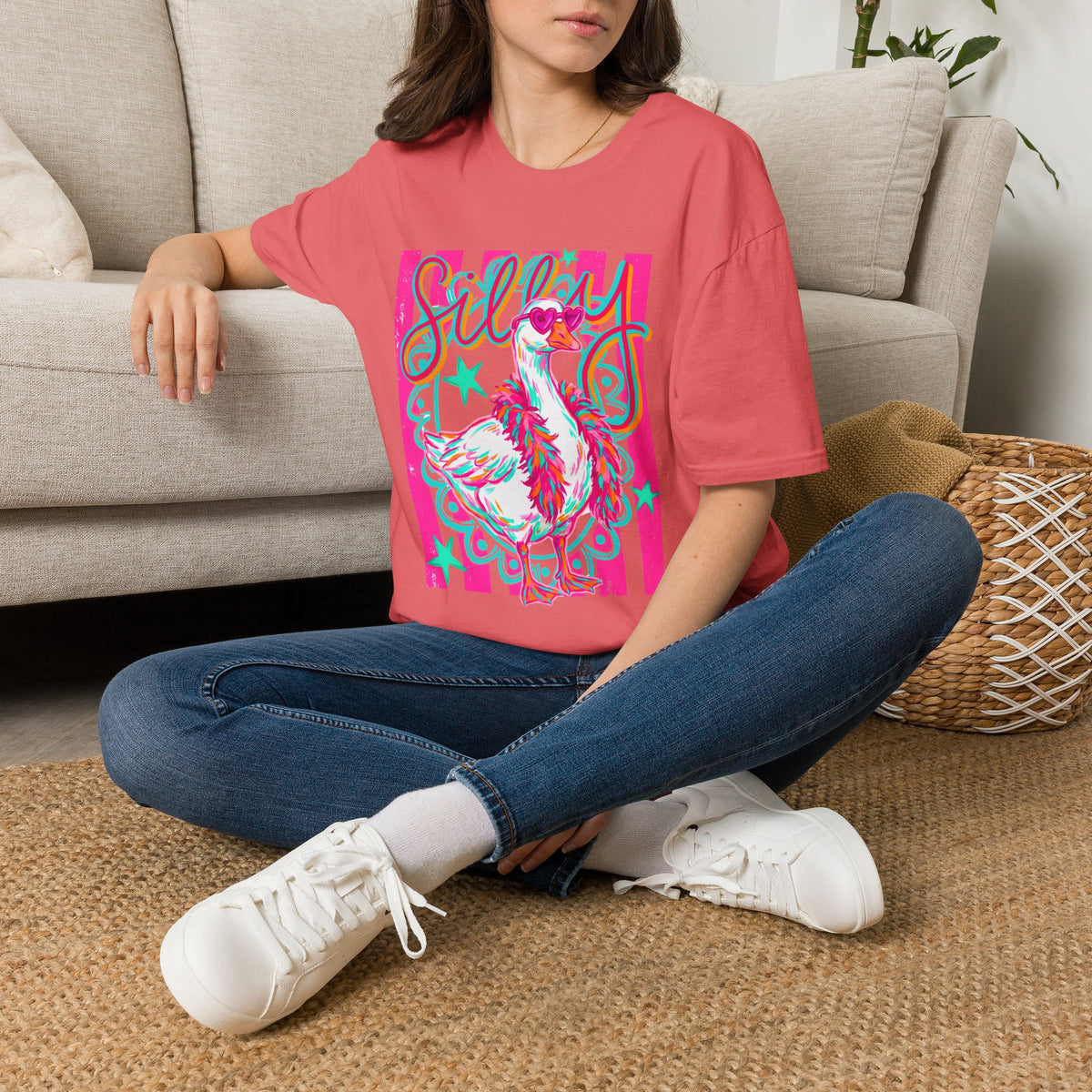 Silly Goose T-Shirt – Playful Retro Pink Graphic Tee