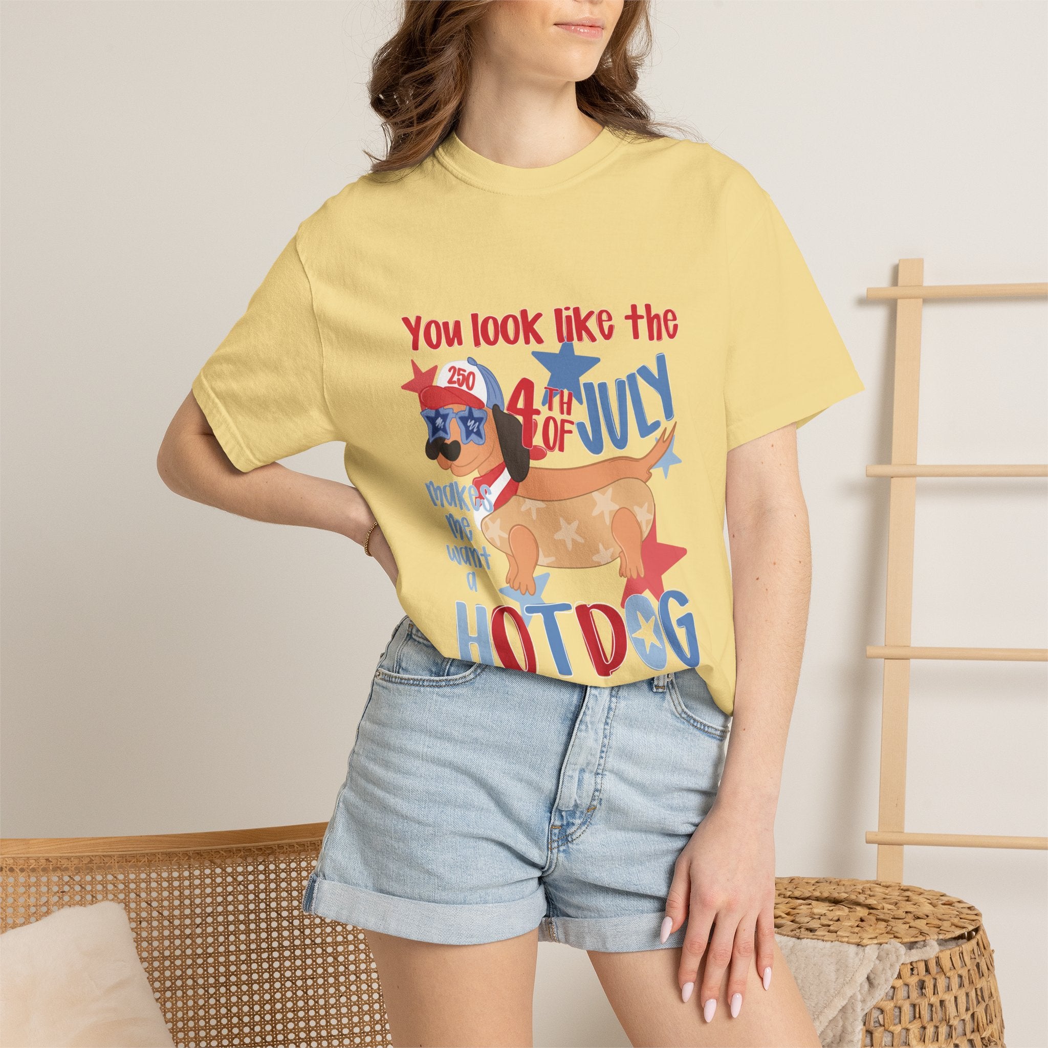 4th of July Hot Dog T-Shirt — "You Look Like the 4th of July Hotdog" Patriotic BBQ Tee
