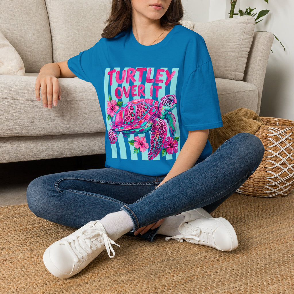 Turtley Over It T-Shirt — Tropical Pink Sea Turtle Graphic Tee