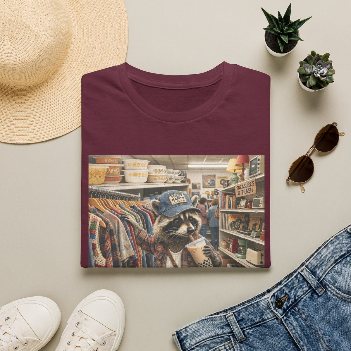 Thrifted Raccoon T-Shirt — "I'd Thrift That" Vintage Store Graphic Tee