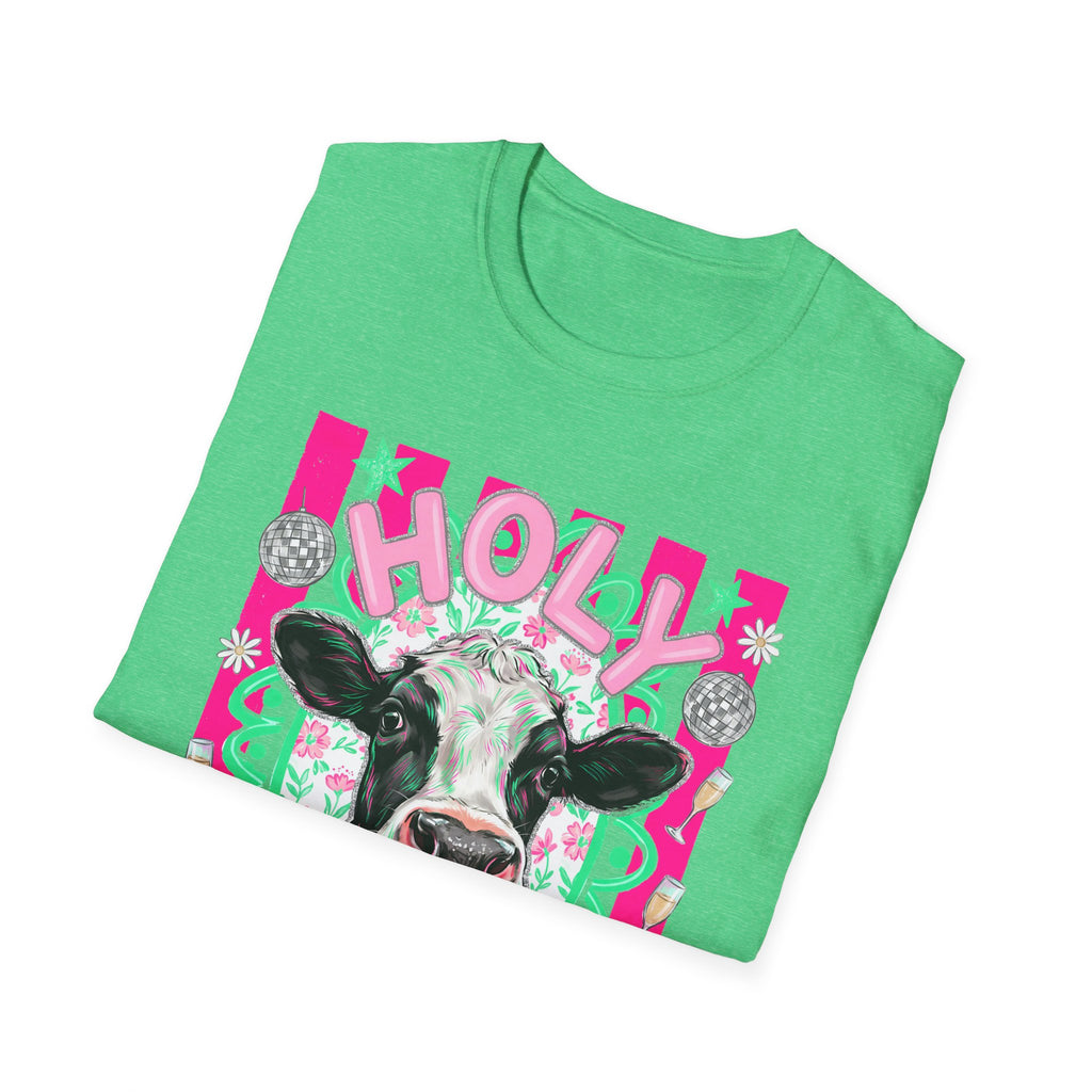 Holly Cow Graphic T-Shirt — Festive Cow Art Tee