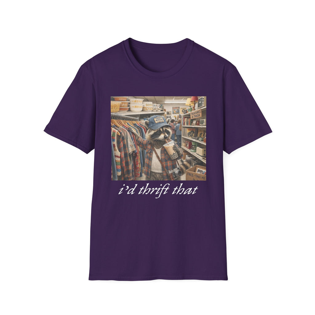 Thrifted Raccoon T-Shirt — "I'd Thrift That" Vintage Store Graphic Tee