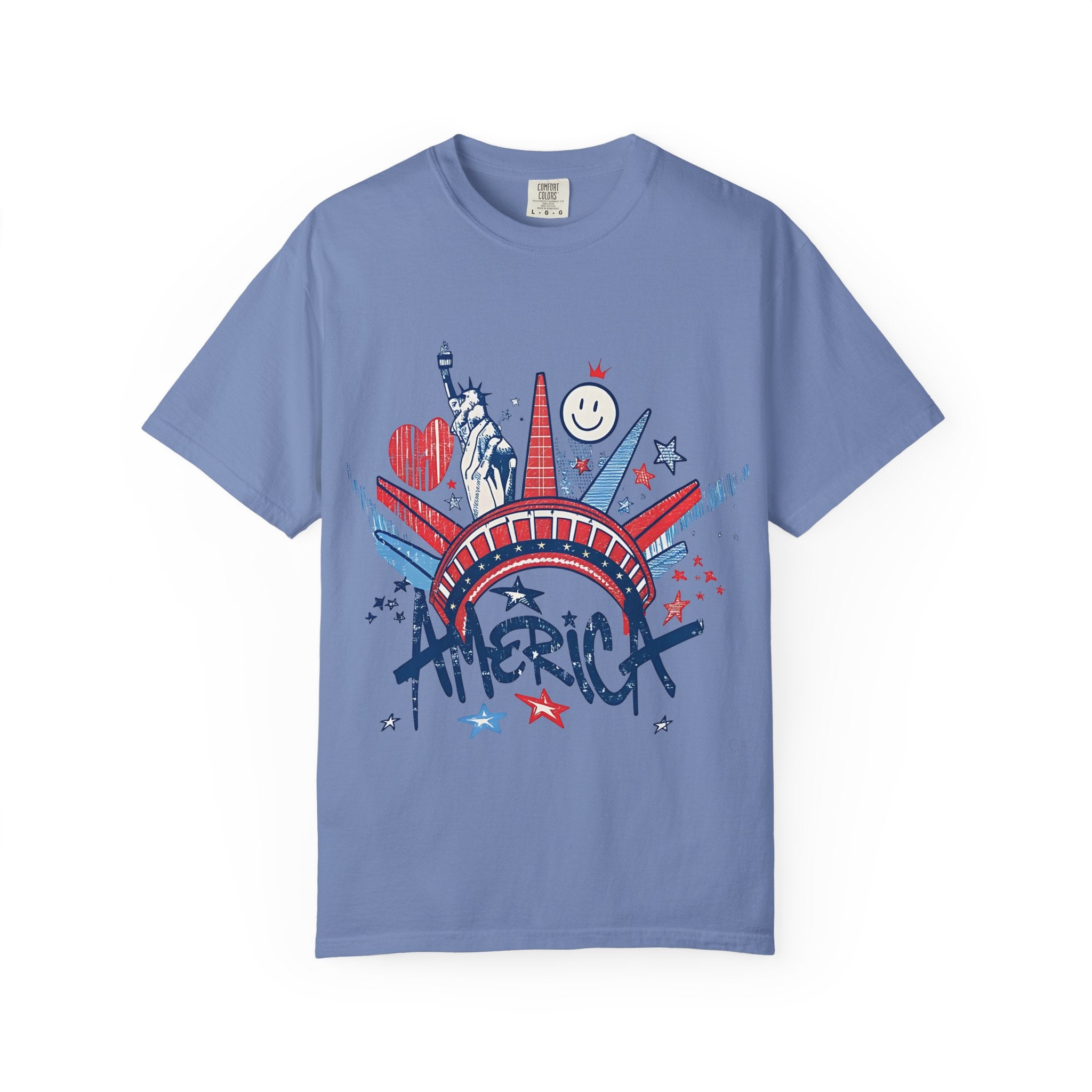 America Graphic T-Shirt — Patriotic Statue of Liberty 4th of July Tee