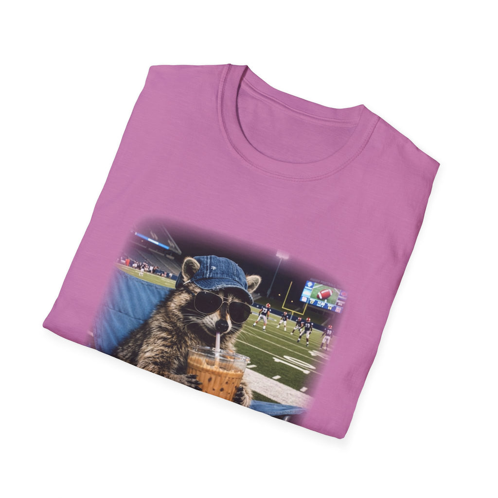Raccoon Football Stadium Tee – "I Live Here Now" Graphic T-Shirt