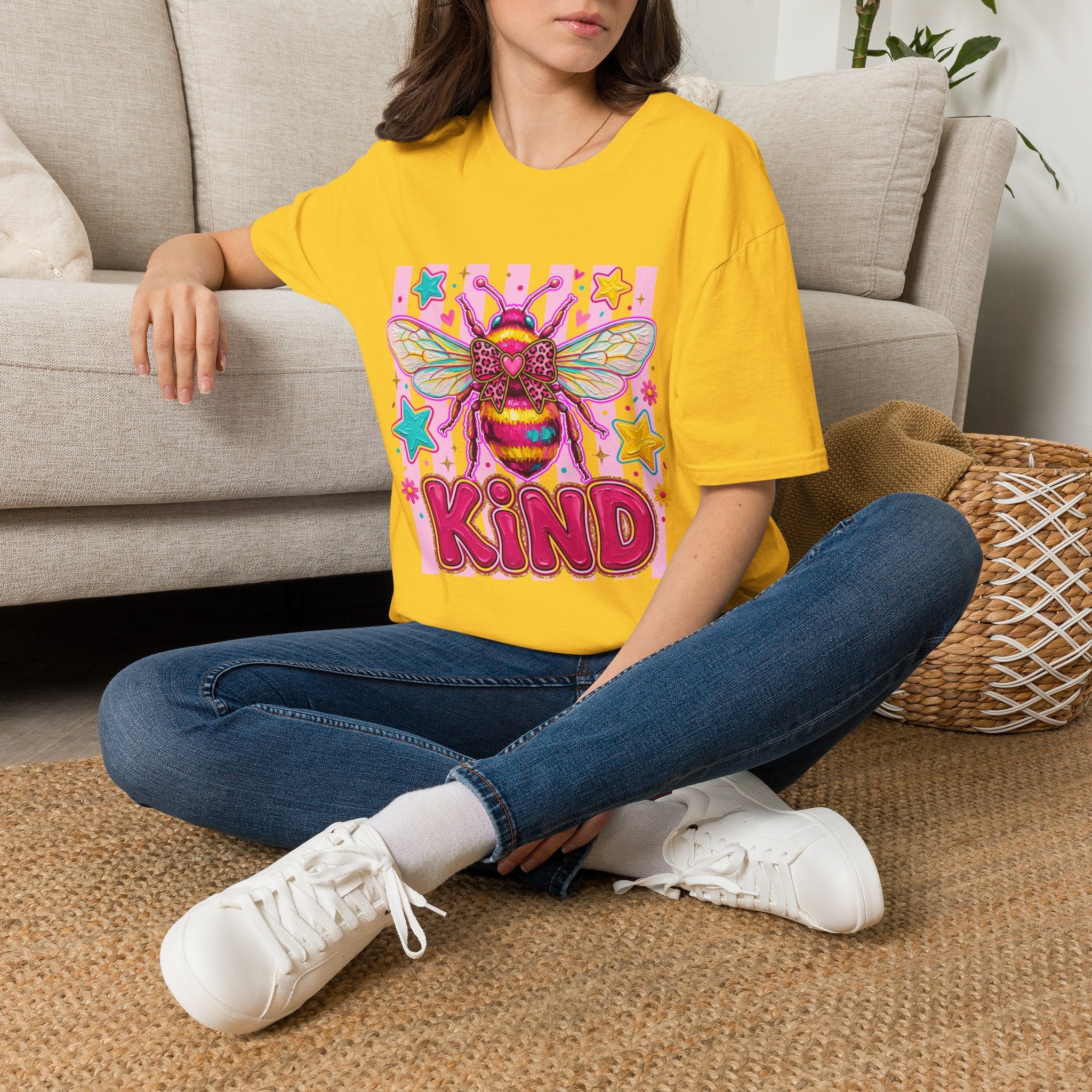 Kind Bee T-Shirt — Colorful Cute Bee Graphic Tee for Women & Teens