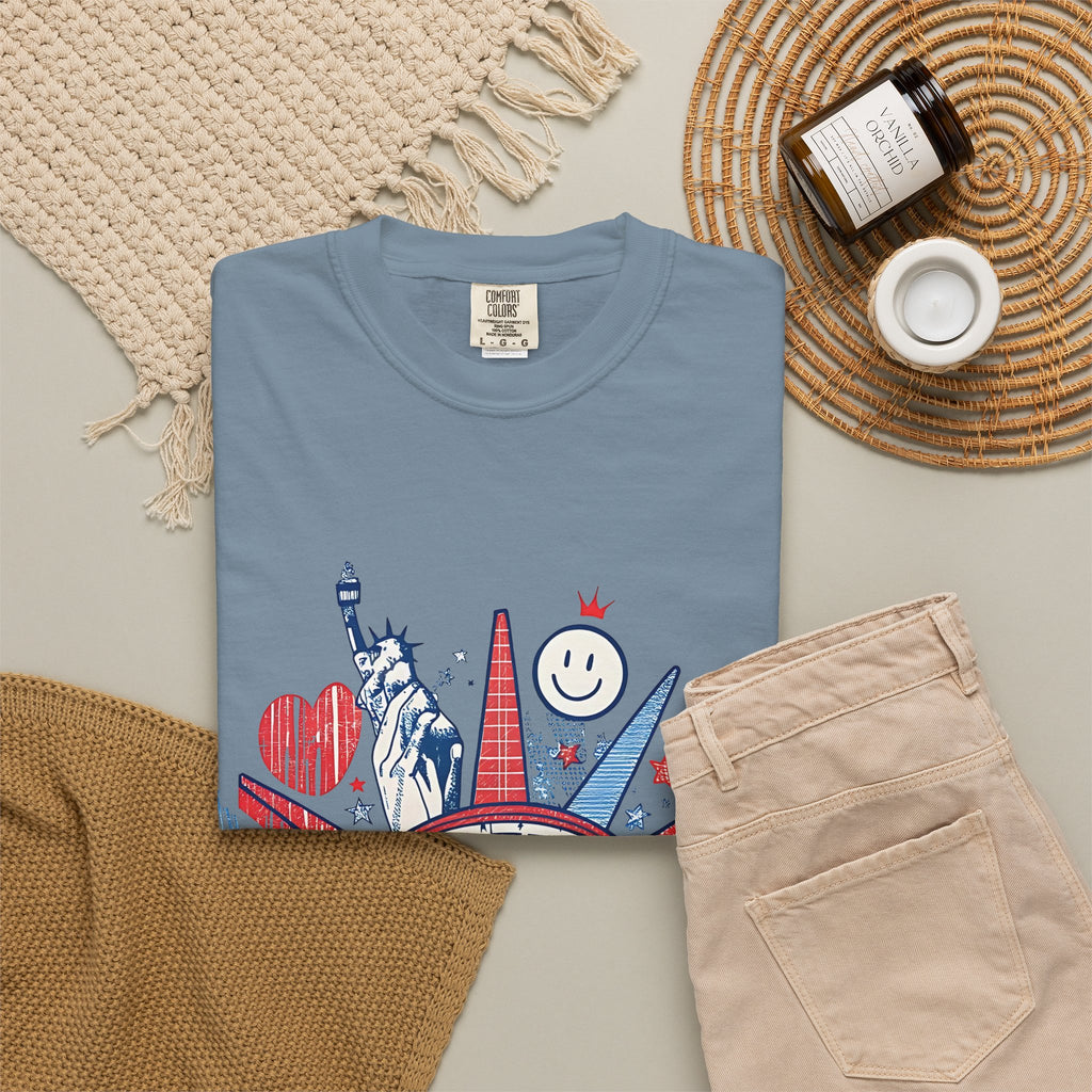 America Graphic T-Shirt — Patriotic Statue of Liberty 4th of July Tee