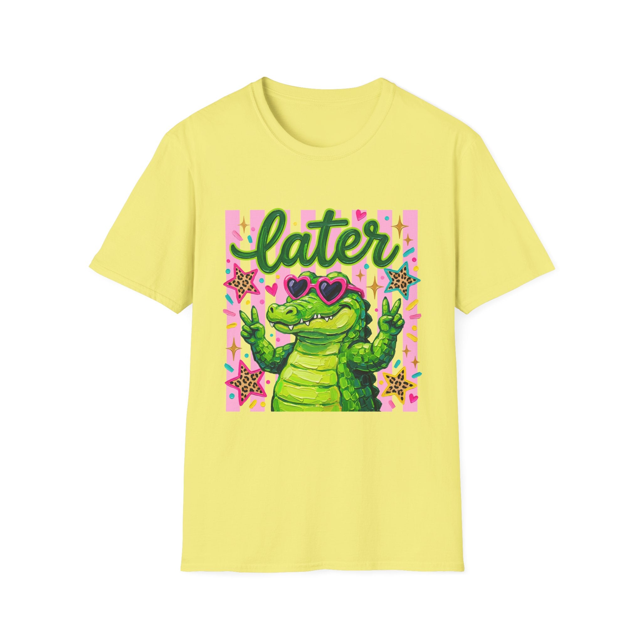 Later Alligator T-Shirt — Cute Retro Croc Graphic Tee with Heart Sunglasses