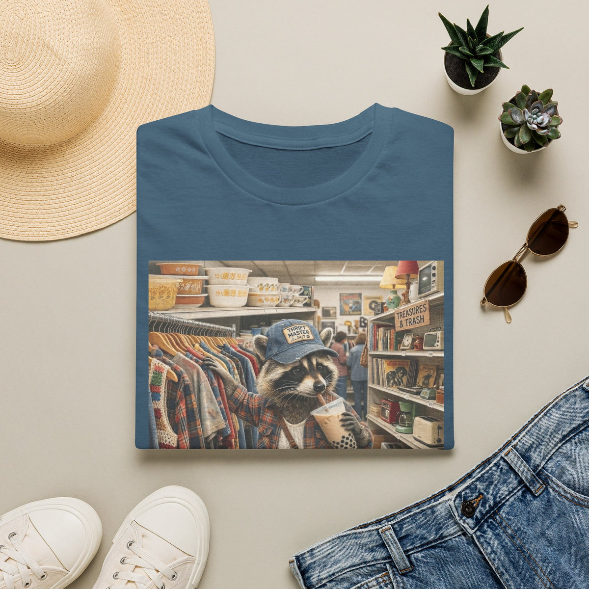 Thrifted Raccoon T-Shirt — "I'd Thrift That" Vintage Store Graphic Tee