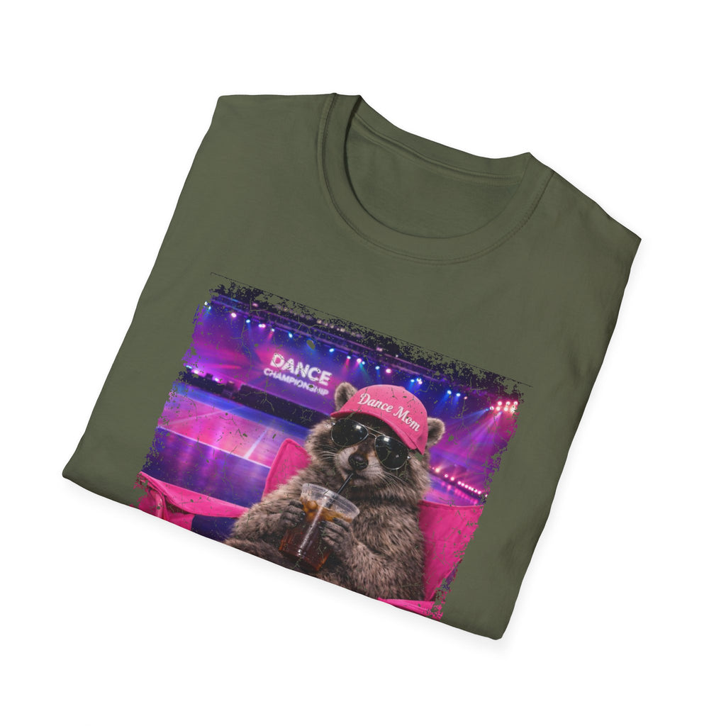Retro Neon Raccoon T-Shirt — "Live Here Now" Vintage Aesthetic Tee
