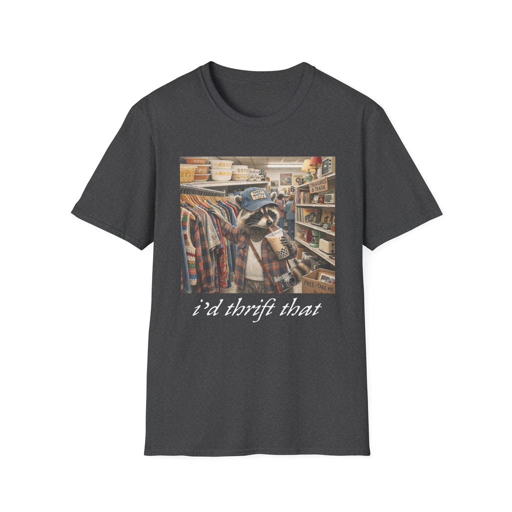 Thrifted Raccoon T-Shirt — "I'd Thrift That" Vintage Store Graphic Tee