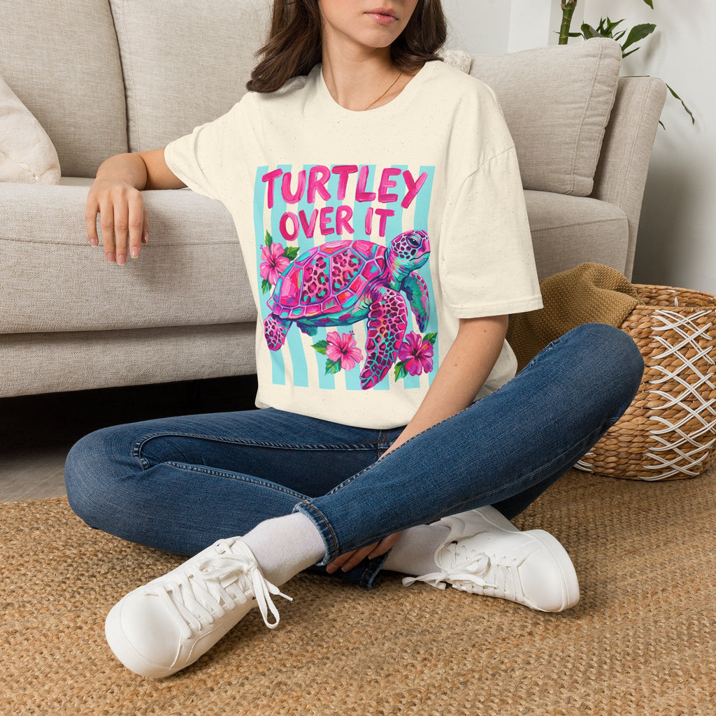 Turtley Over It T-Shirt — Tropical Pink Sea Turtle Graphic Tee