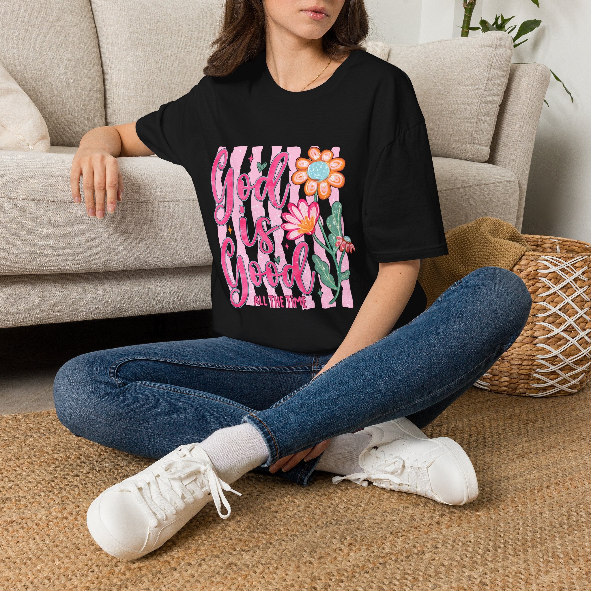 God Is Good Floral T‑Shirt — Inspirational Christian Tee