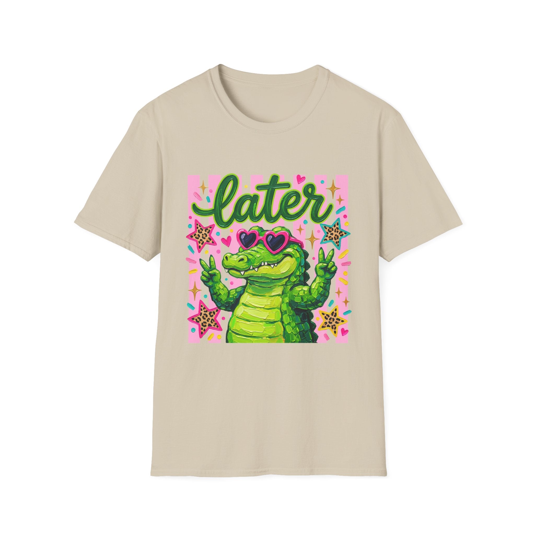 Later Alligator T-Shirt — Cute Retro Croc Graphic Tee with Heart Sunglasses