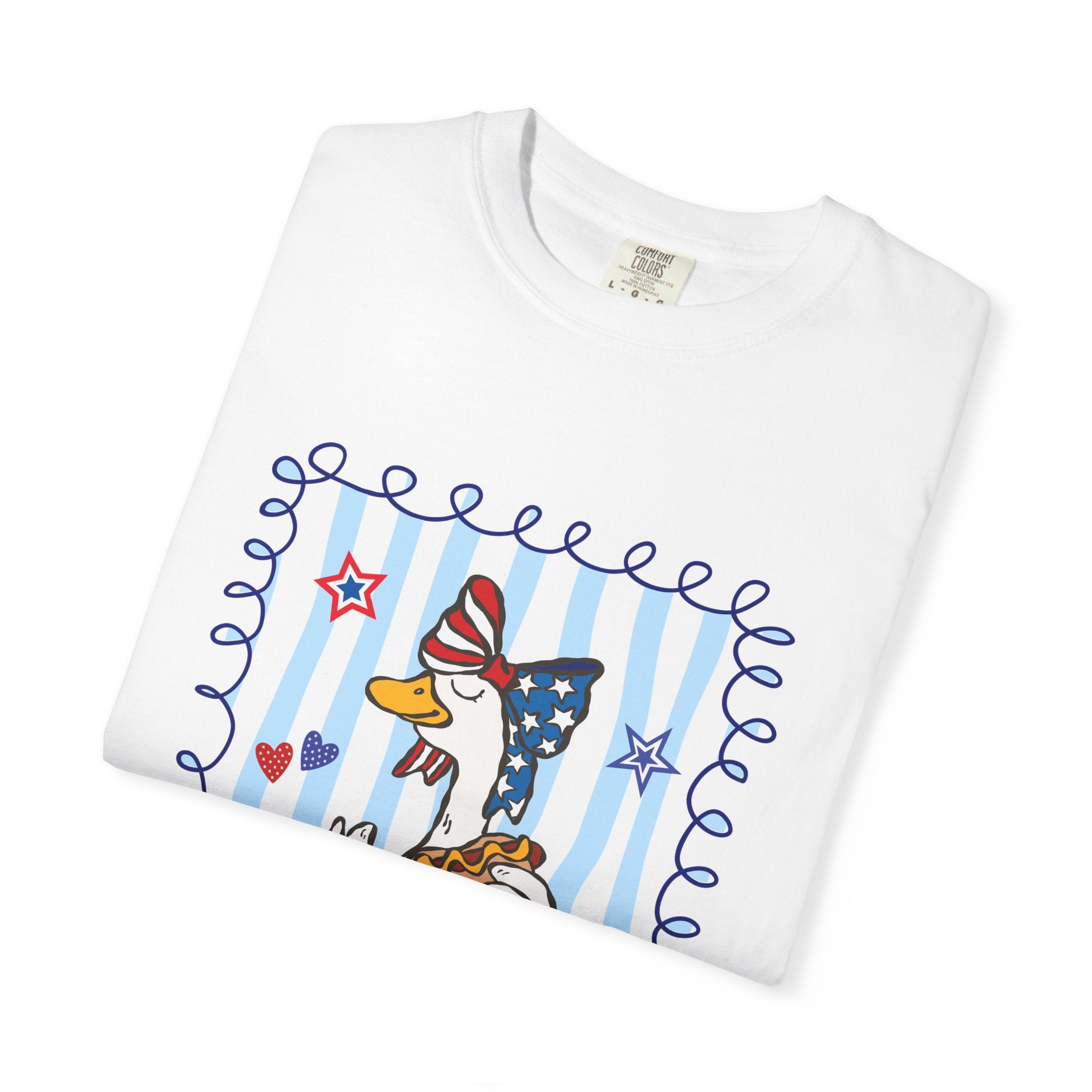 Patriotic Goose Graphic T-Shirt — "Proud Mama" Americana Tee