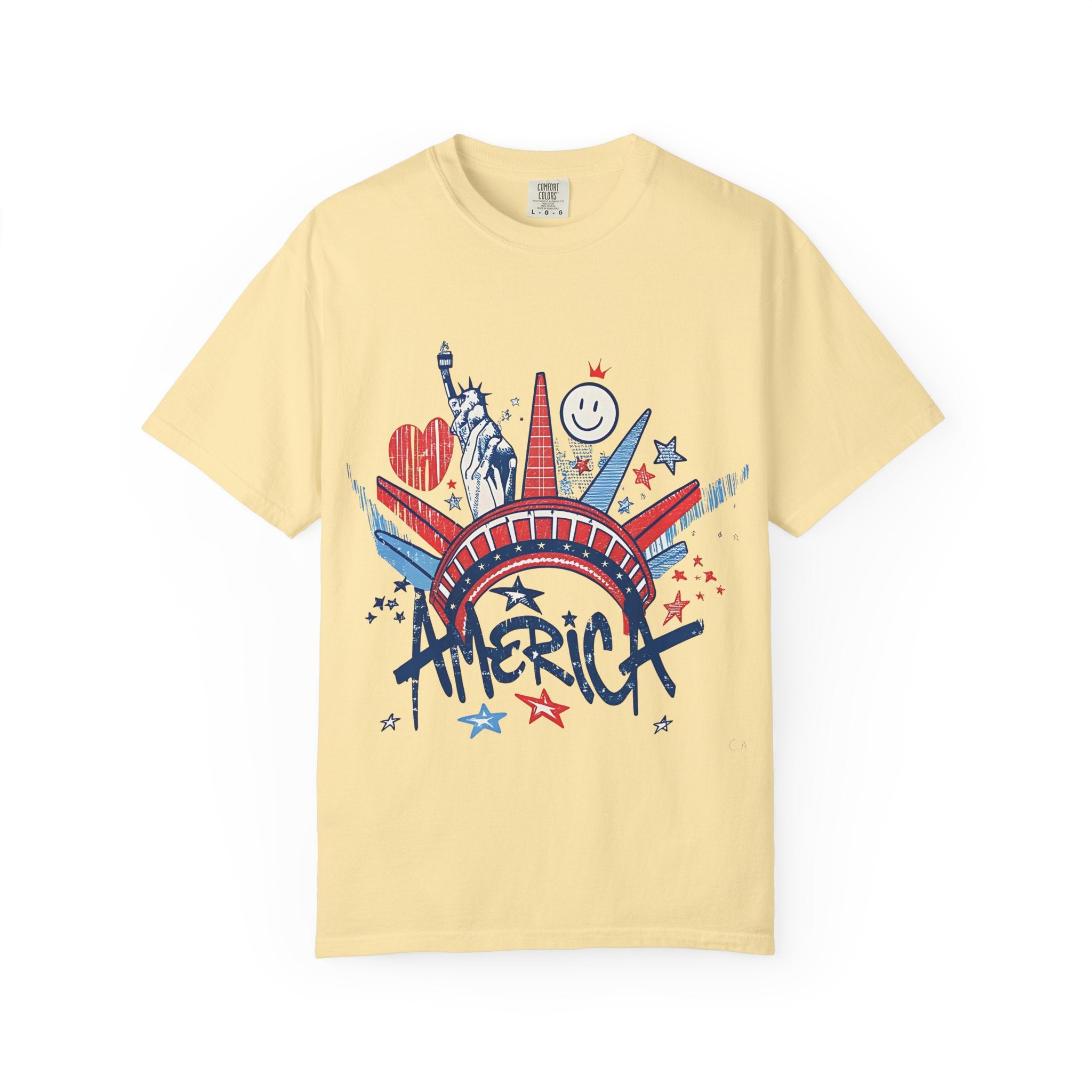 America Graphic T-Shirt — Patriotic Statue of Liberty 4th of July Tee
