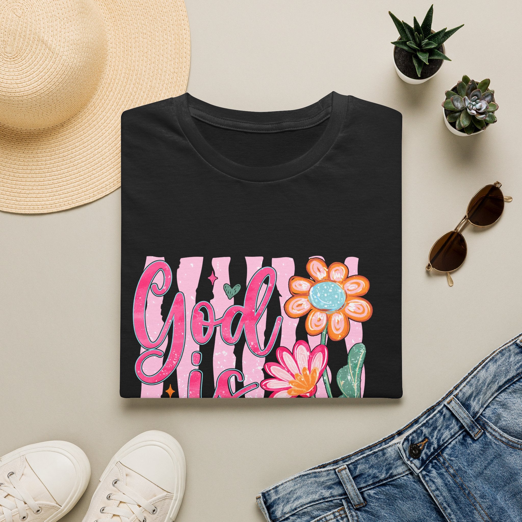 God Is Good Floral T‑Shirt — Inspirational Christian Tee