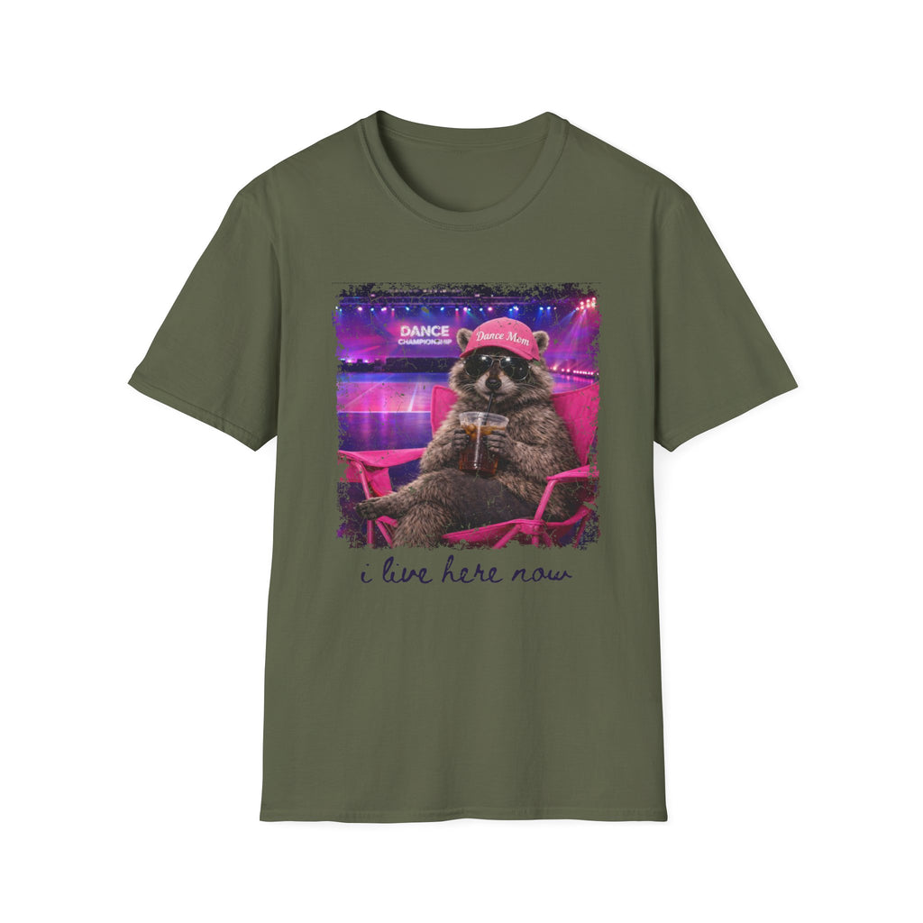 Raccoon ‘Dance’ Graphic T-Shirt — Retro Neon Wildlife Tee