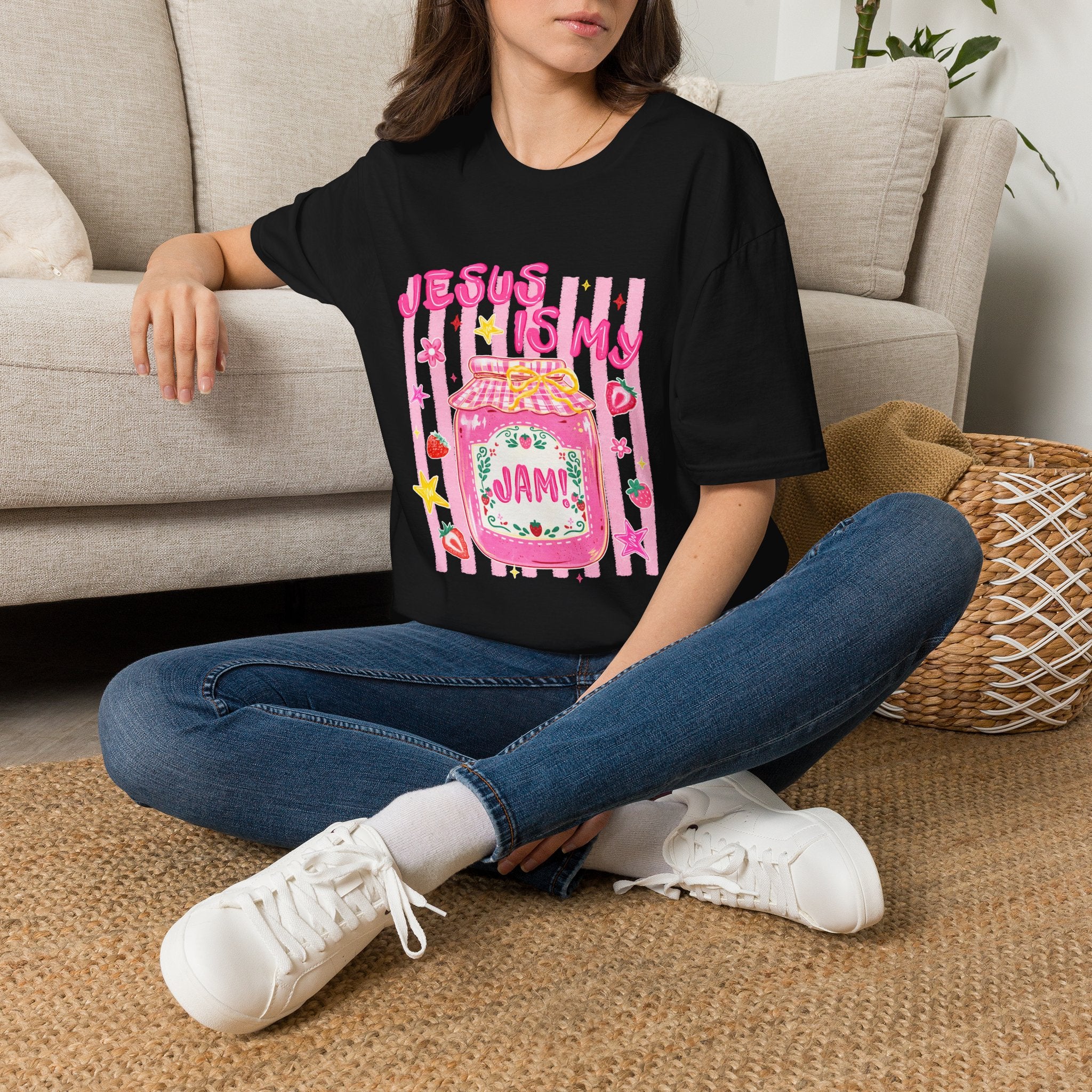 Jesus Is My Jam T‑Shirt — Cute Pink Faith Graphic Tee