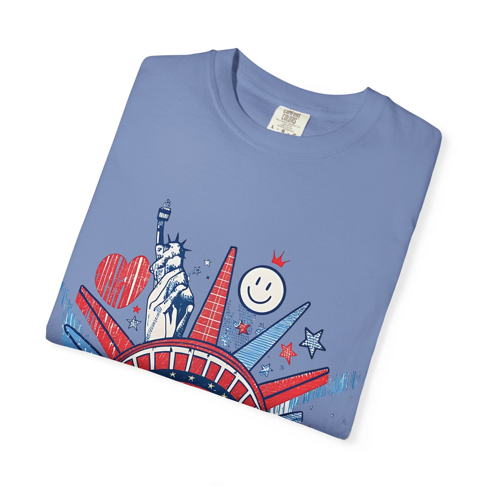 America Graphic T-Shirt — Patriotic Statue of Liberty 4th of July Tee
