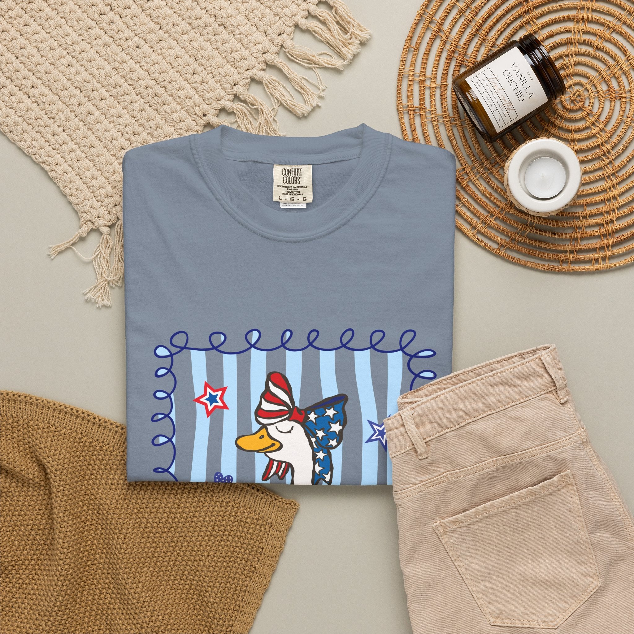 Patriotic Goose Graphic T-Shirt — "Proud Mama" Americana Tee